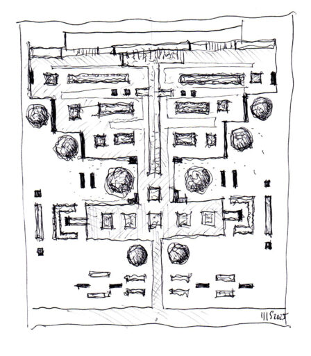 Dall'idea al progetto. Giardino pubblico, schizzo preliminare.