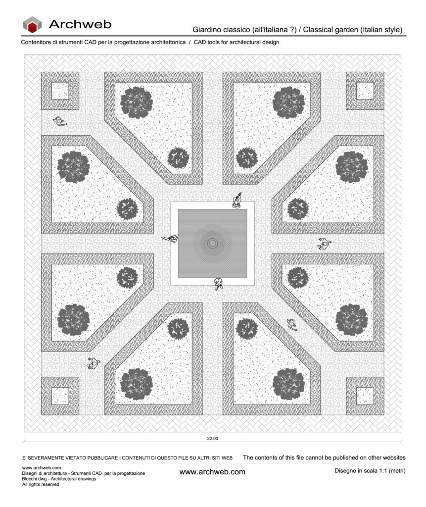 Giardino all'italiana 03 dwg. Scala 1:100