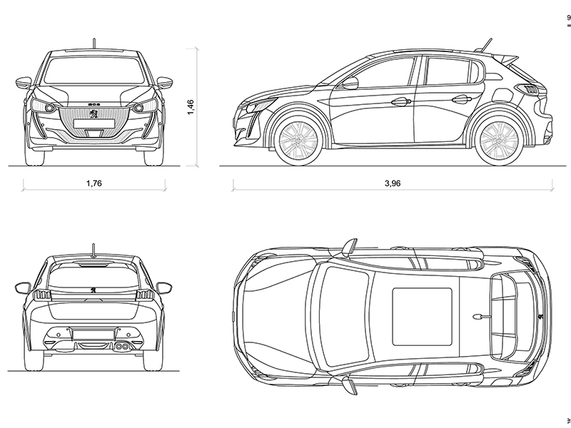 Peugeot 208 (2019) dwg Archweb