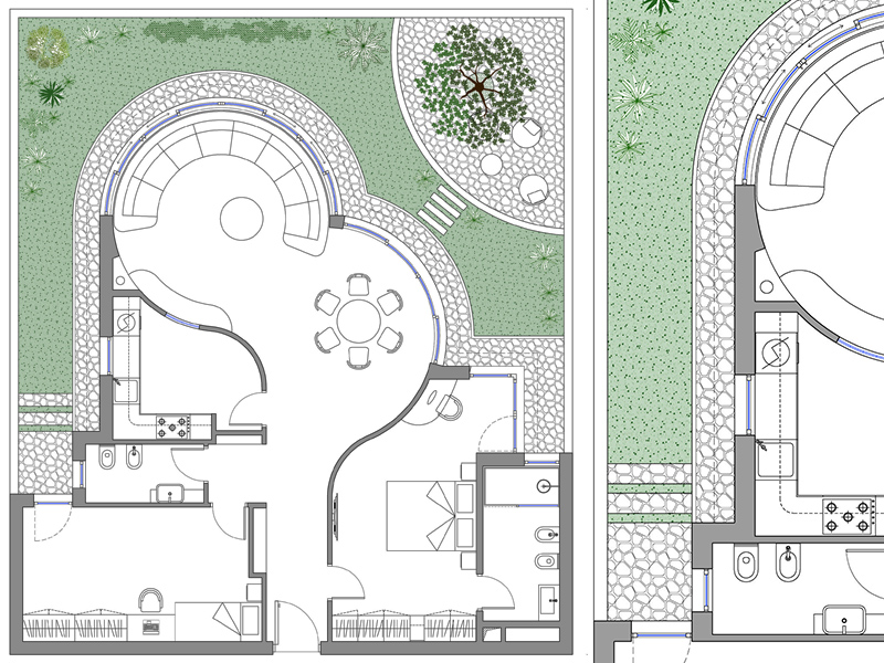 Casa unifamiliare 18 dwg. Pianta in scala 1:100