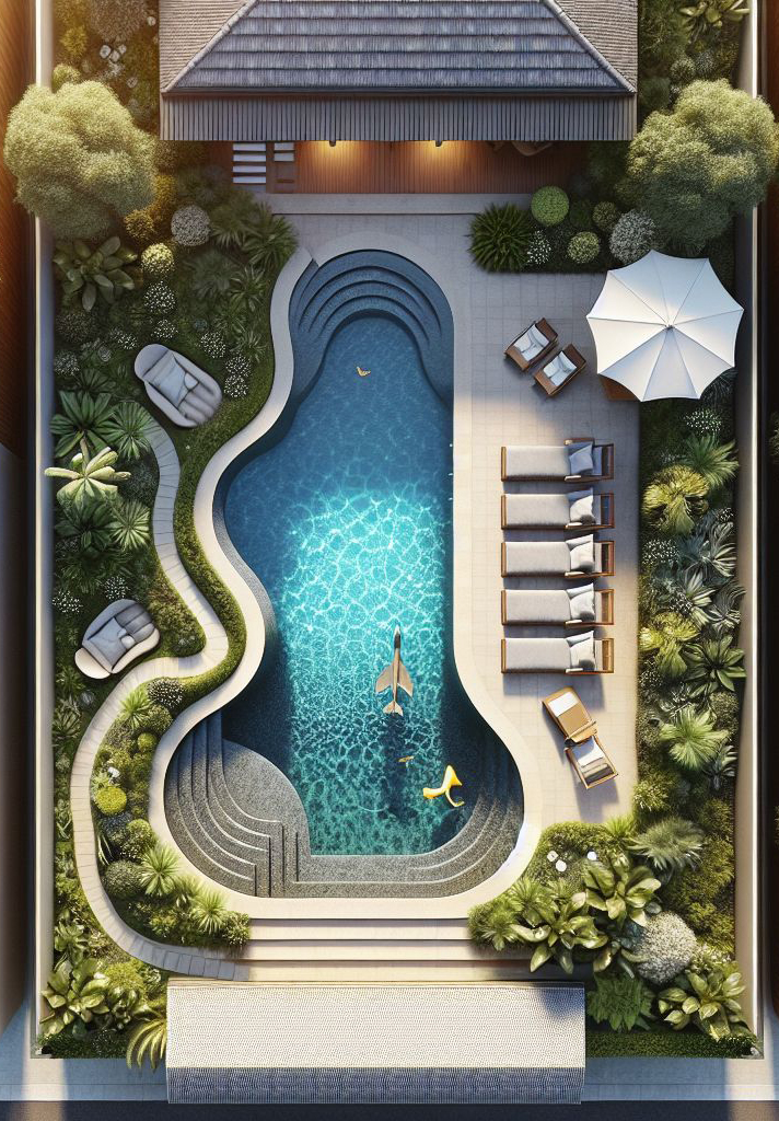 Giardino con piscina 09 plan Archweb