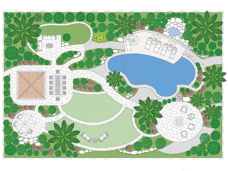 Piscina con giardino 08 dwg cad Archweb