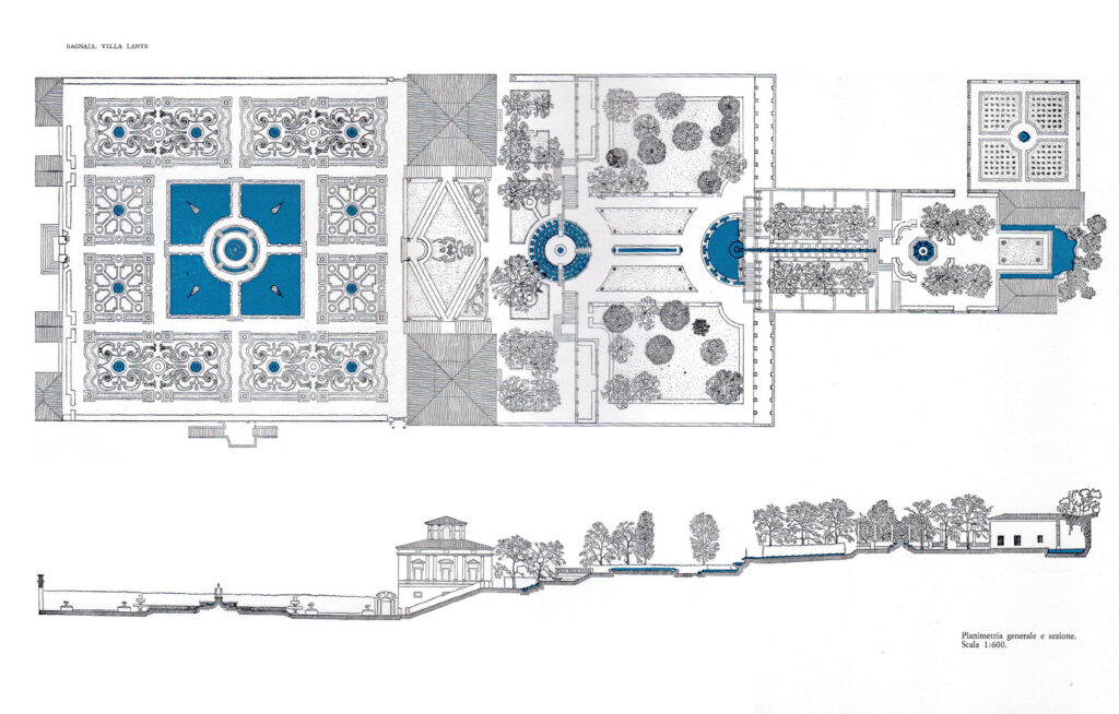 Villa Lante planimetria e sezione