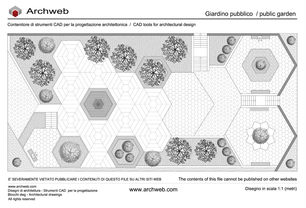 Giardino pubblico dwg 17. Planimetria 1:100