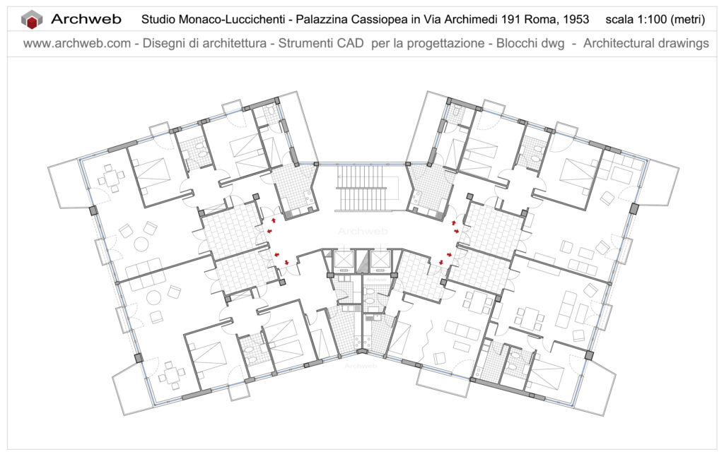 Palazzina Cassiopea in via Archimede 191. Pianta dwg