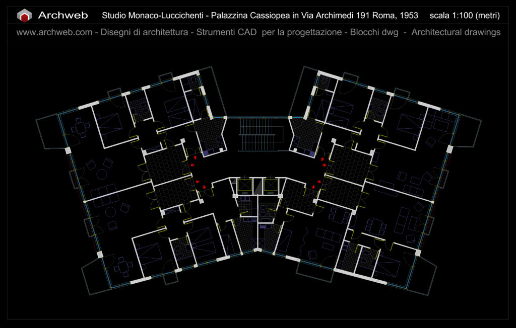 Palazzina Cassiopea in via Archimede 191. Pianta dwg