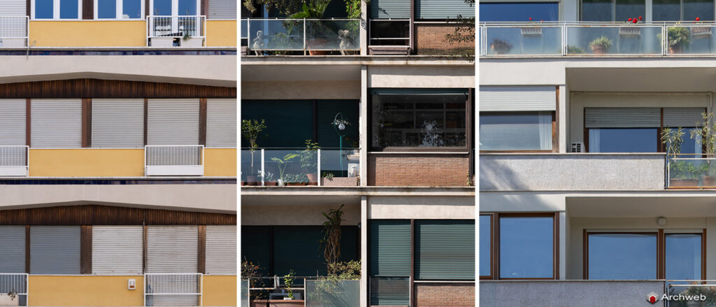 Comparison between the main facades of the Cassiopeia building with those of the SACEC and the Palatino Domus