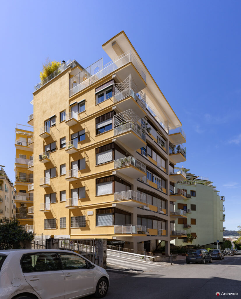Three-quarter view of the Cassiopea building
