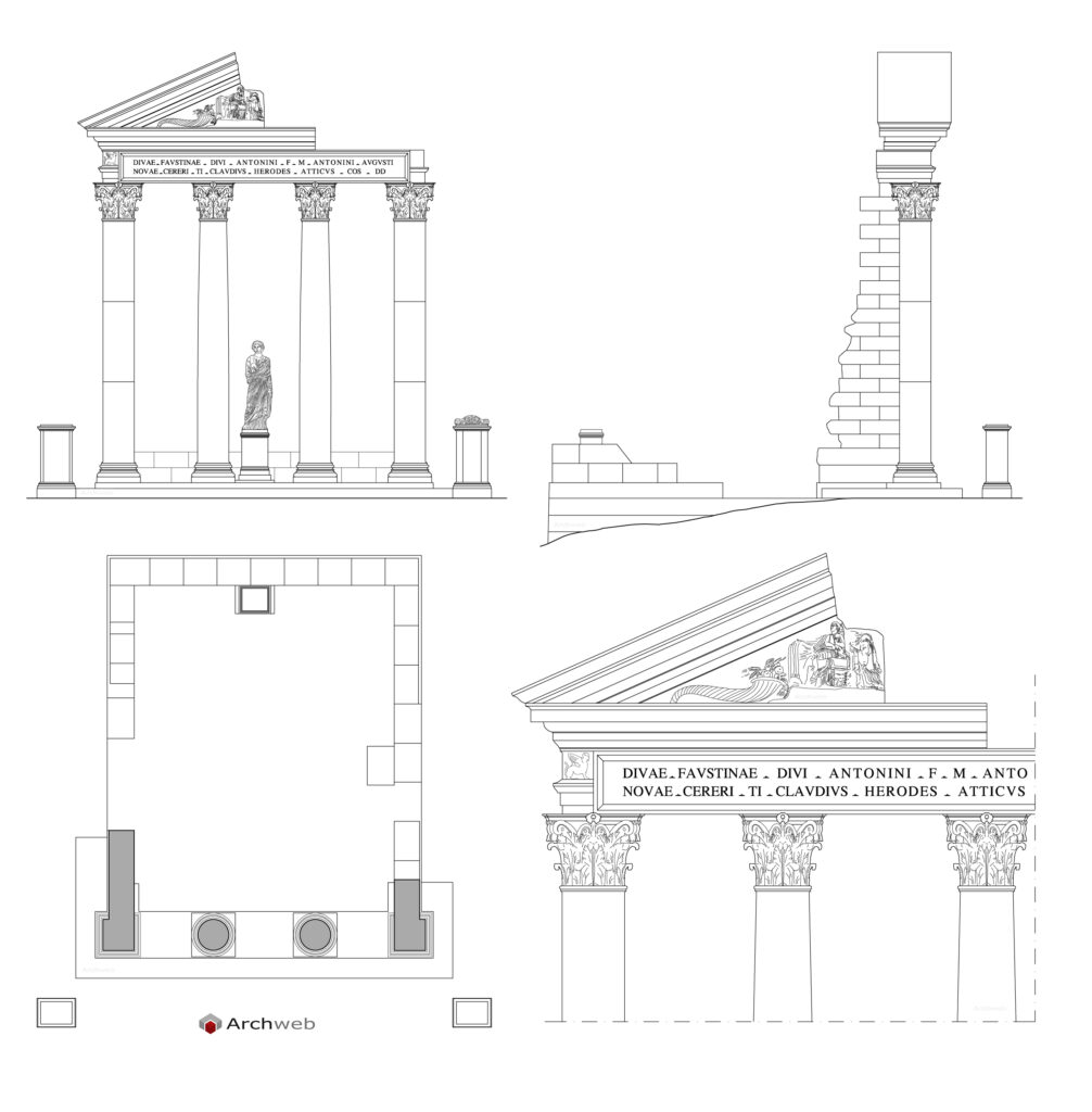 Disegno DWG del Tempio di Antonino e Faustina - Elaborazione Archweb.com
