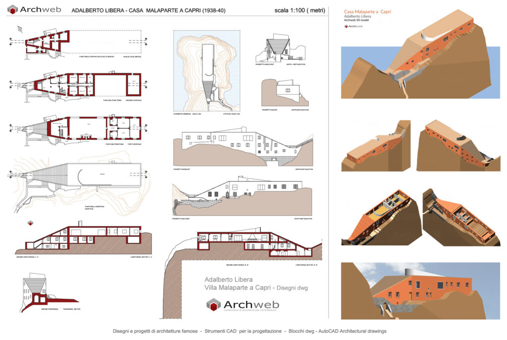 Villa Malaparte a Capri. Disegni dwg Archweb.com