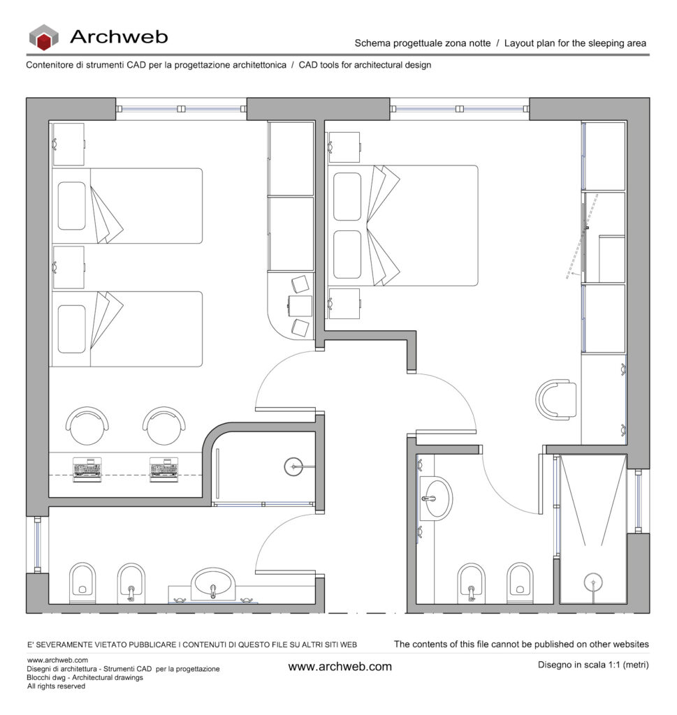 Zona notte dwg 43 cad Archweb