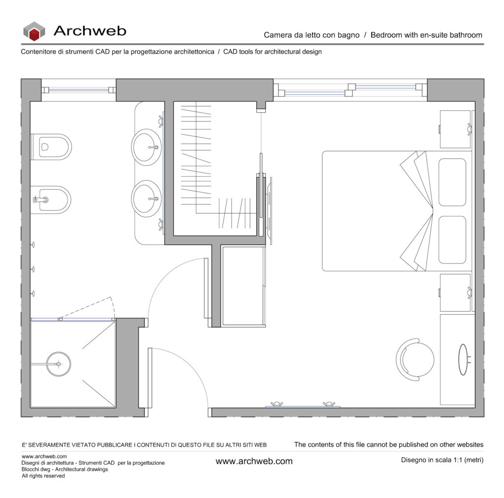 Camera da letto con bagno 26 dwg Archweb