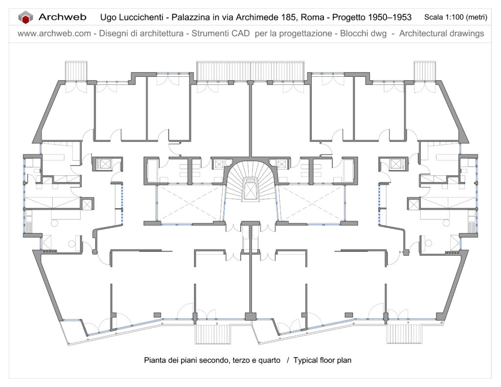 Palazzina in via Archimede 185, Roma. Pianta dwg