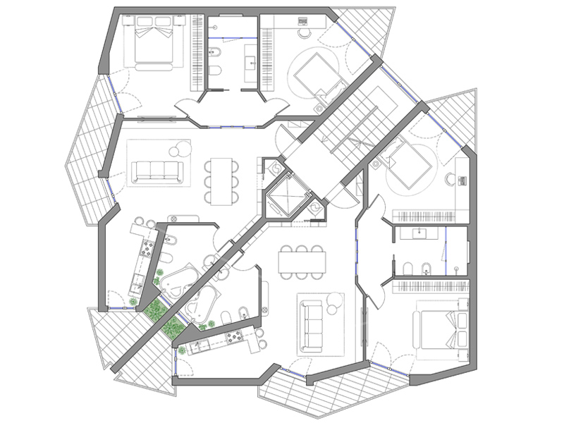 Palazzina residenziale 14 dwg Archweb.