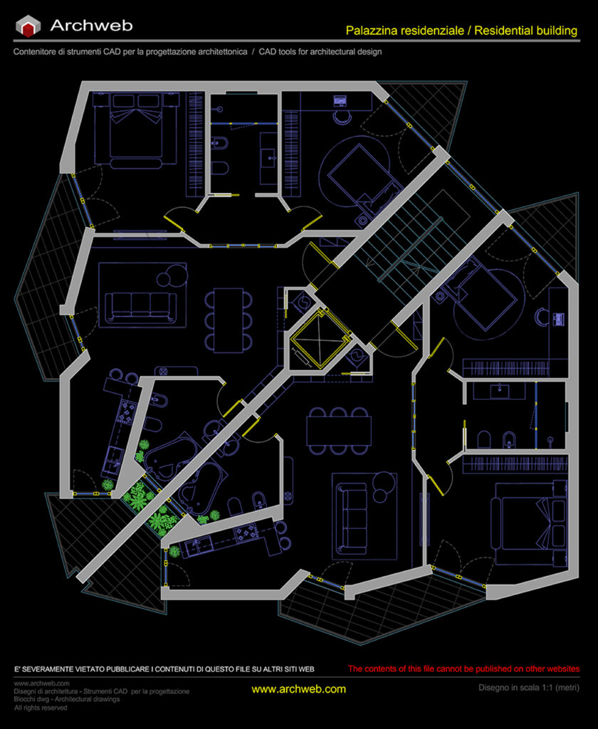 Palazzina residenziale 14 dwg Archweb.
