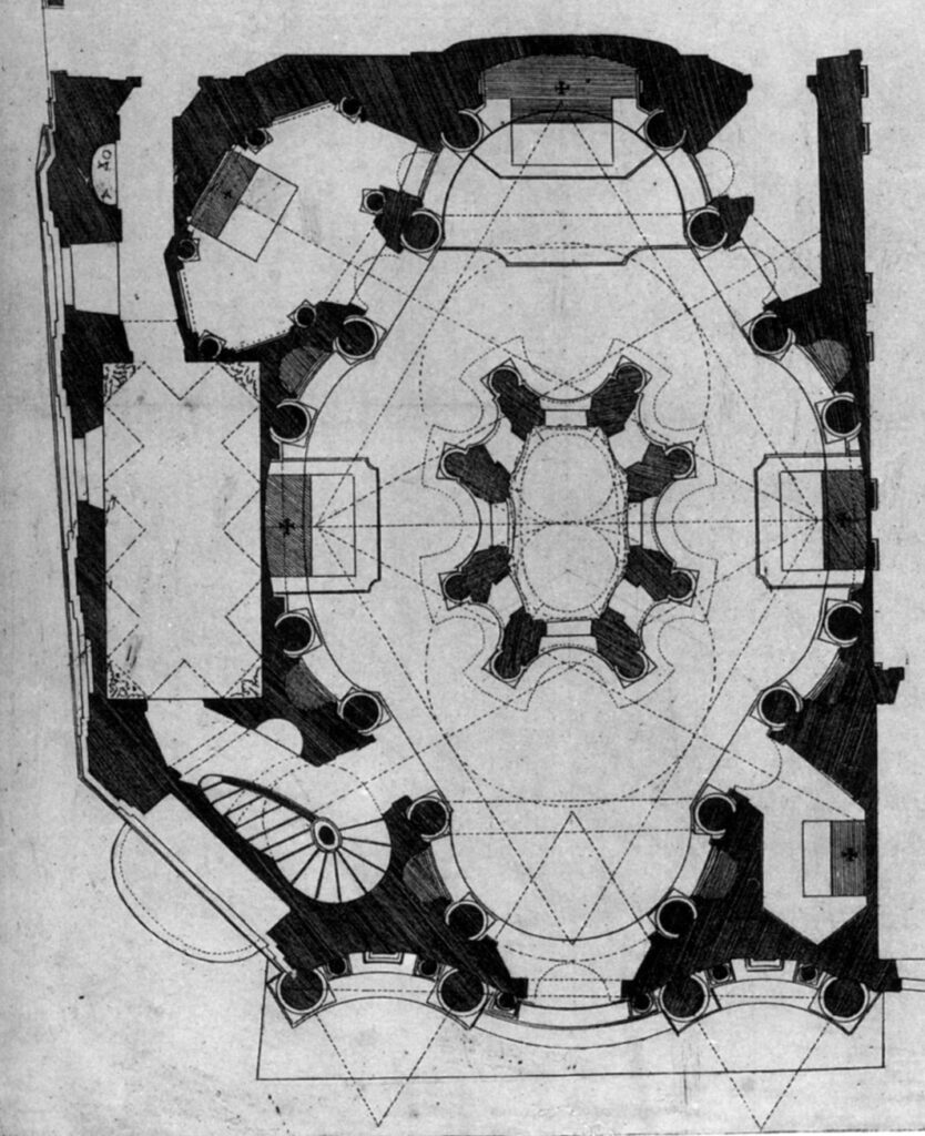 Disegno orignale della pianta della Chiesa di San Carlo alle quattro fontane