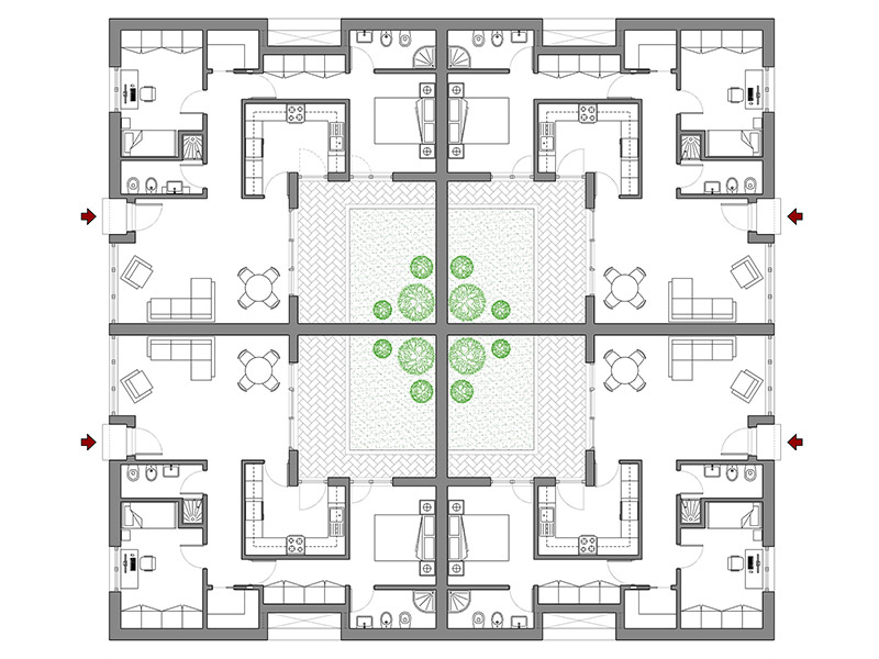 Casa con patio 17 dwg