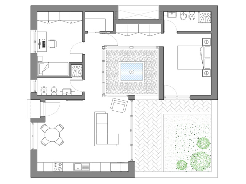 Patio house 18 dwg