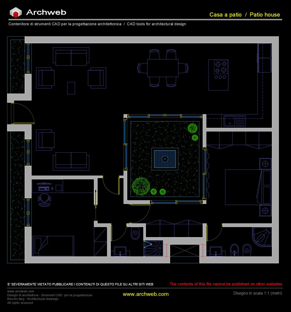Casa con patio 22. Screenshot file CAD