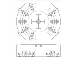 Internet point 06 dwg. Pianta e sezione postazioni pc