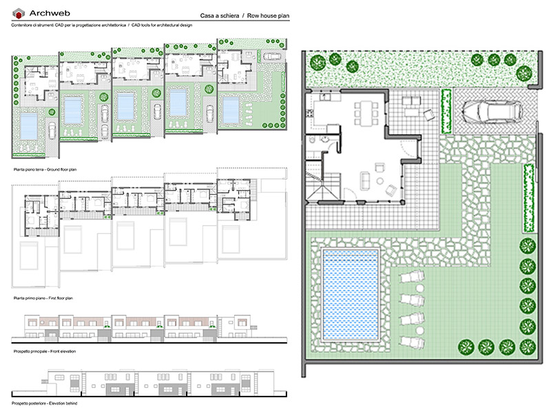 Row houses 36 dwg plan