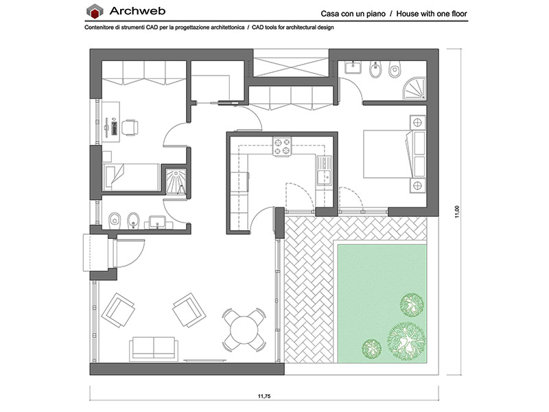 Detached house plan 01 dwg plan