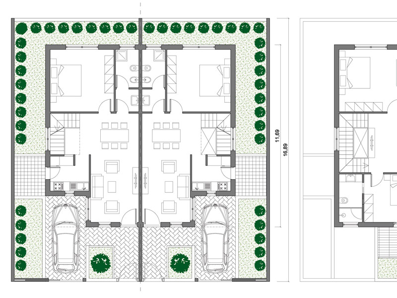 Pianta in dwg della residenza bifamiliare 11