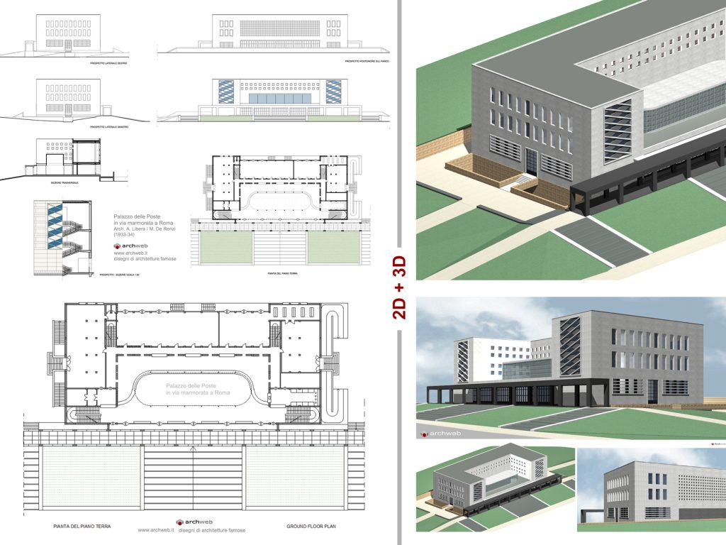 Palazzo delle Poste all’Aventino 2D+3D