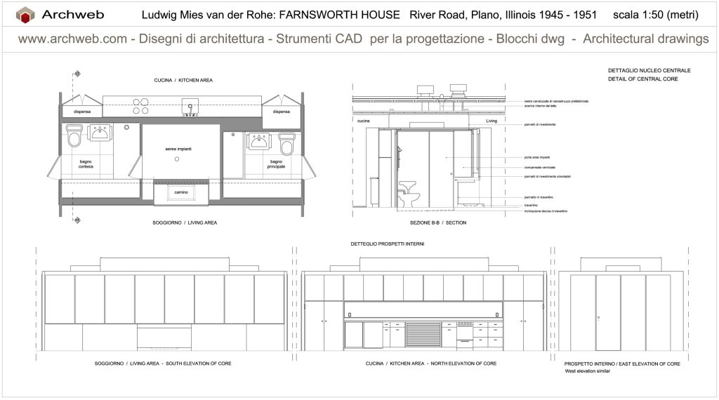 Farnsworth House dettaglio dwg scala 1:50