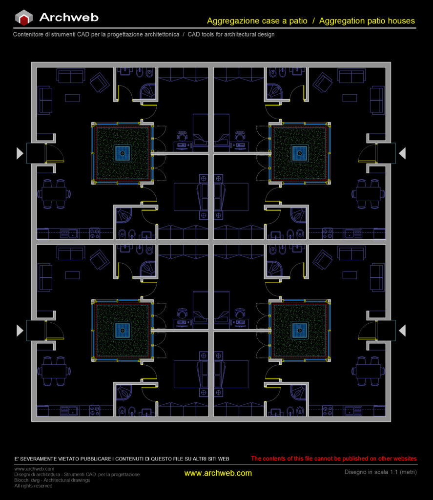 Patio residences aggregation 03 - Drawing cad scale 1:100 - Archweb
