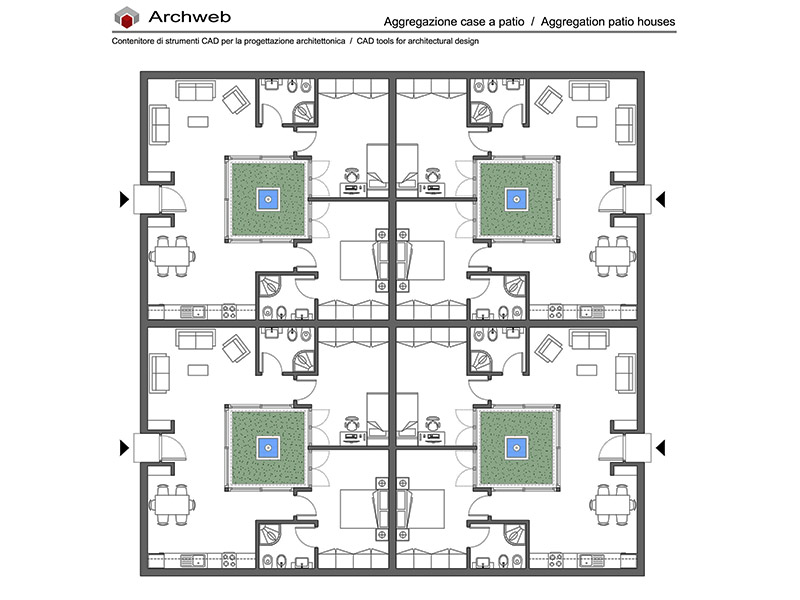 Patio residences aggregation 03 - Preview drawing dwg scale 1:100 - Archweb