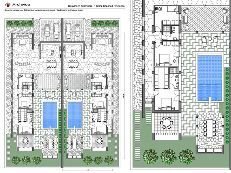Casa bifamiliare 11 - Anteprima disegno dwg in scala 1:100 - Archweb