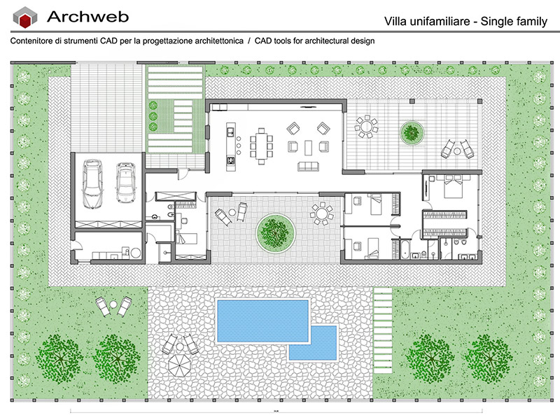 Schema-progetto villa 07 - Anteprima disegno dwg in scala 1:100 - Archweb