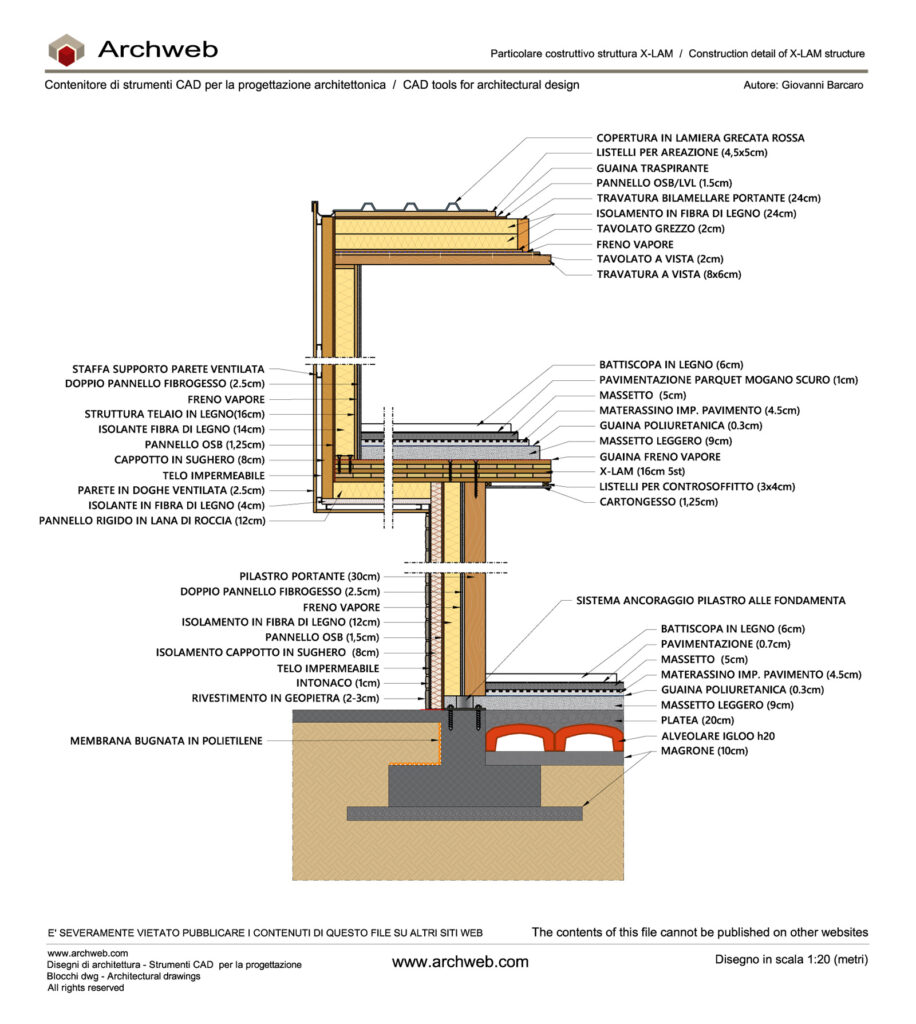 Particolare costruttivo struttura X-LAM