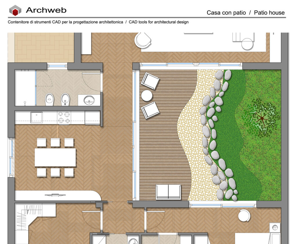 Patio 06 dwg - inserimento in pianta casa a patio Archweb