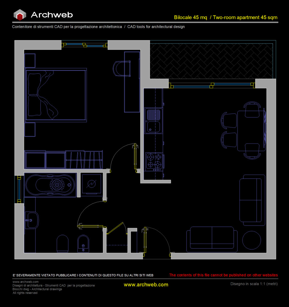 Bilocale dwg 04 scala 1:100 cad Archweb