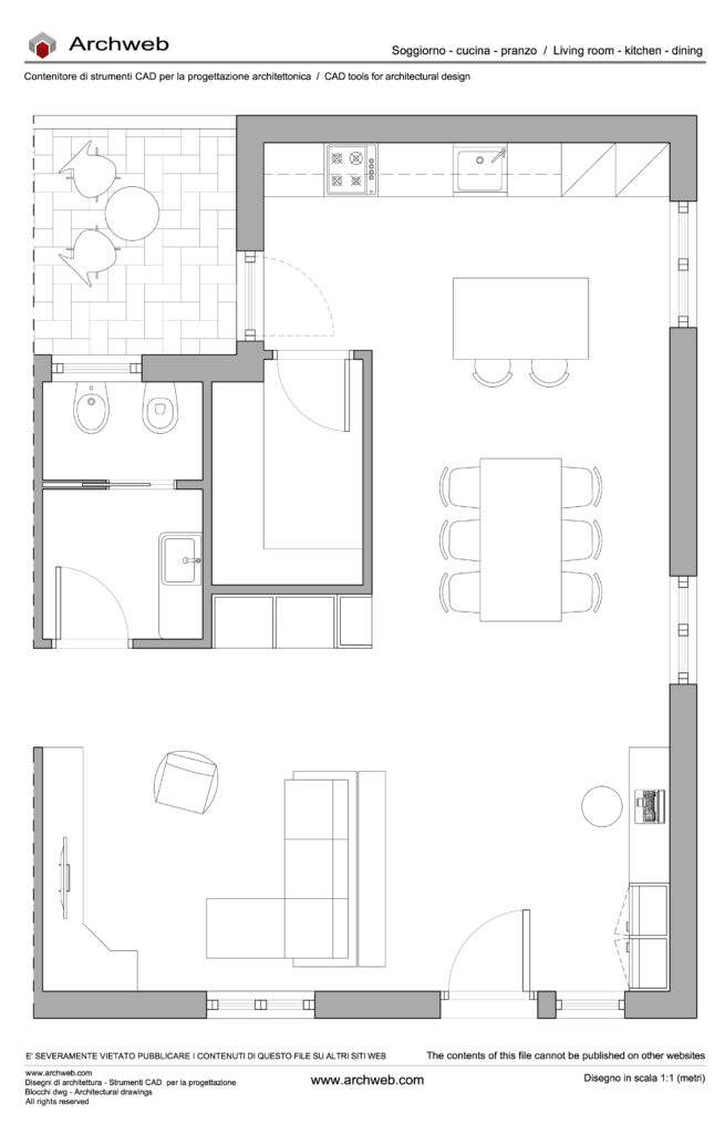 Zona giorno dwg 07 in scala 1:100