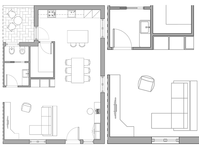 Zona giorno dwg 07 in scala 1:100