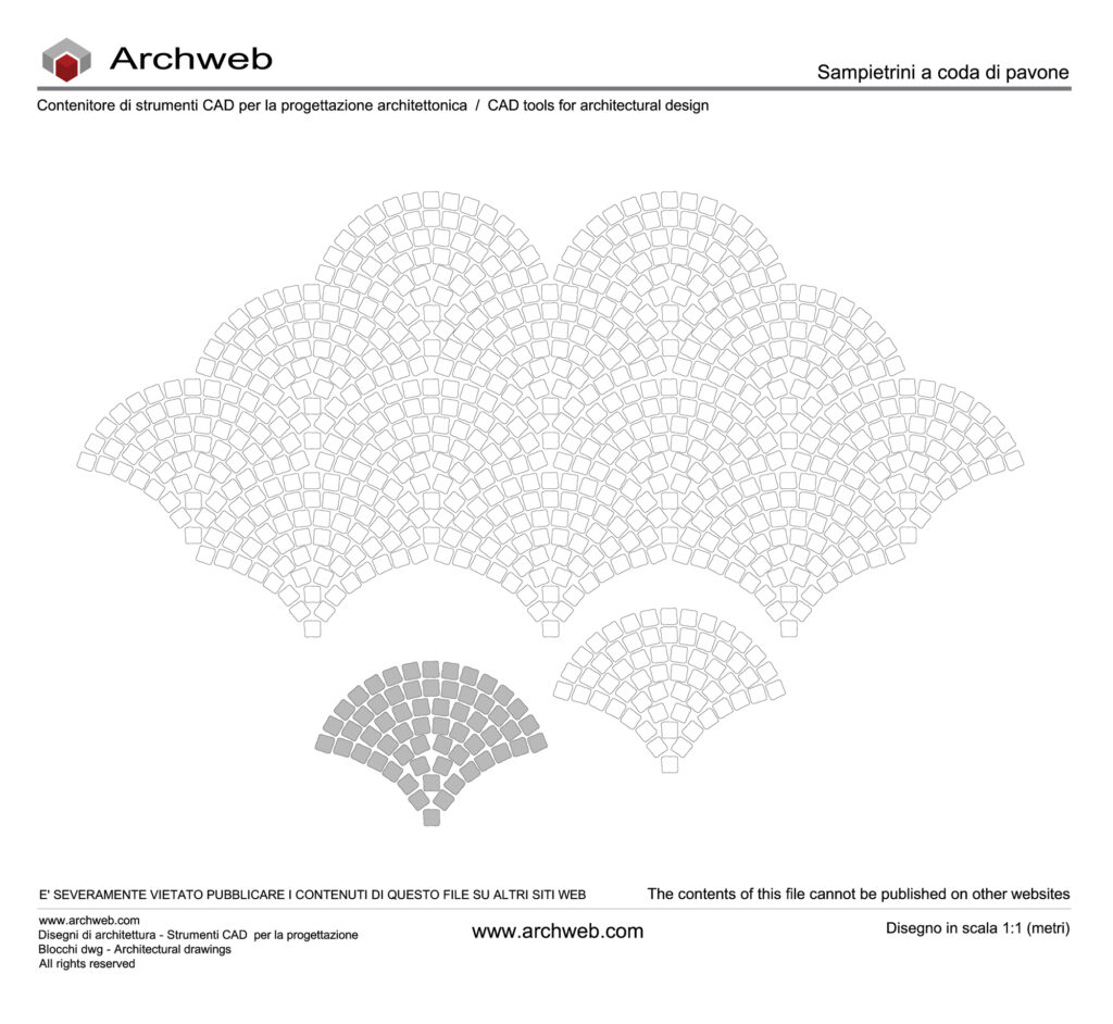 Disegno di sampietrini posizionati a coda di pavone