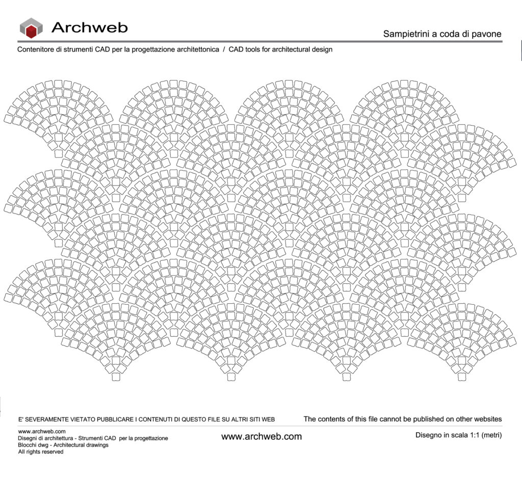 Disegno di sampietrini posizionati a coda di pavone