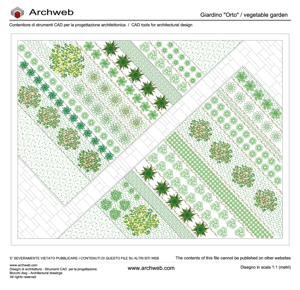 Giardino "Orto" pianta dwg in scala 1:100