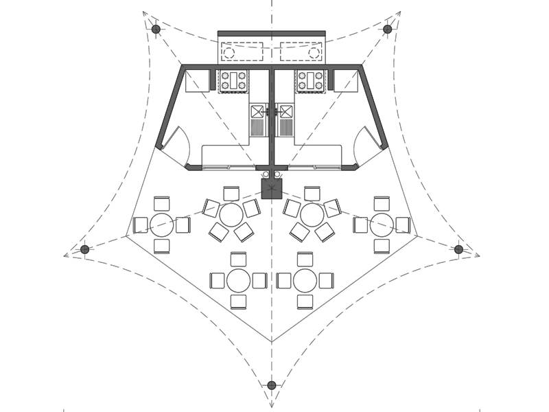 Bar coperto da una tensostruttura dwg