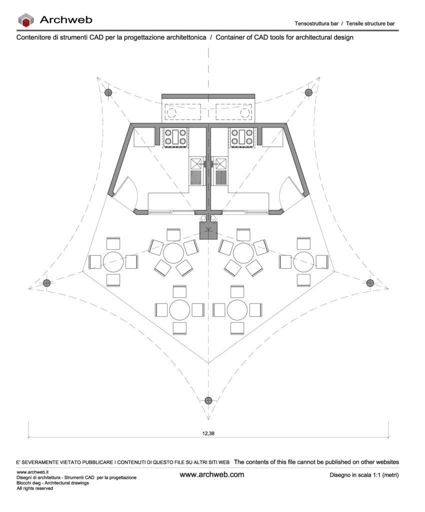 Bar coperto da una tensostruttura dwg
