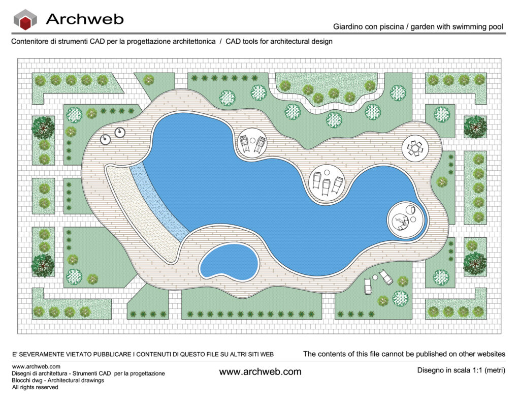 Giardino con piscina 02 dwg