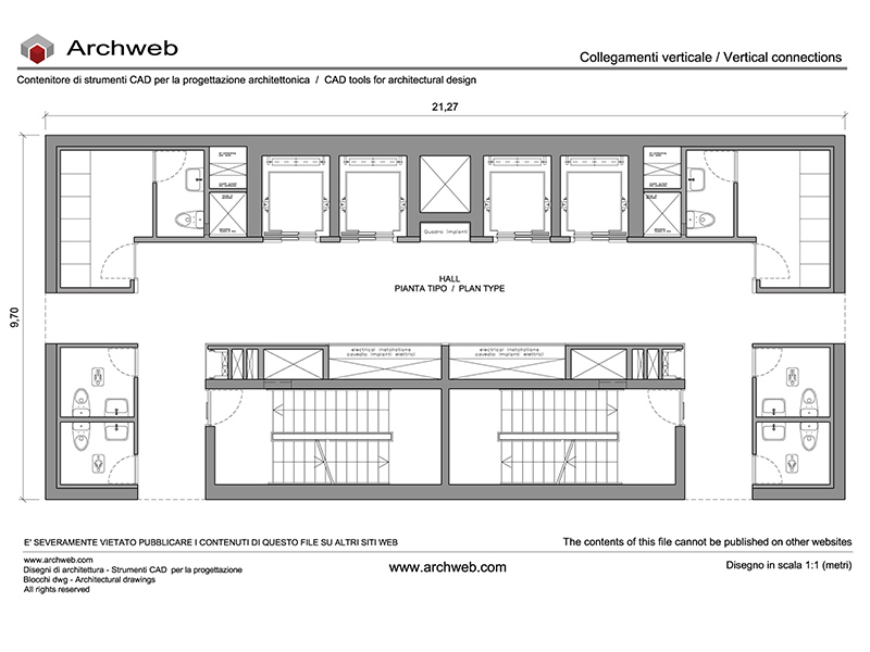 Blocco ascensori scale servizi 15 dwg