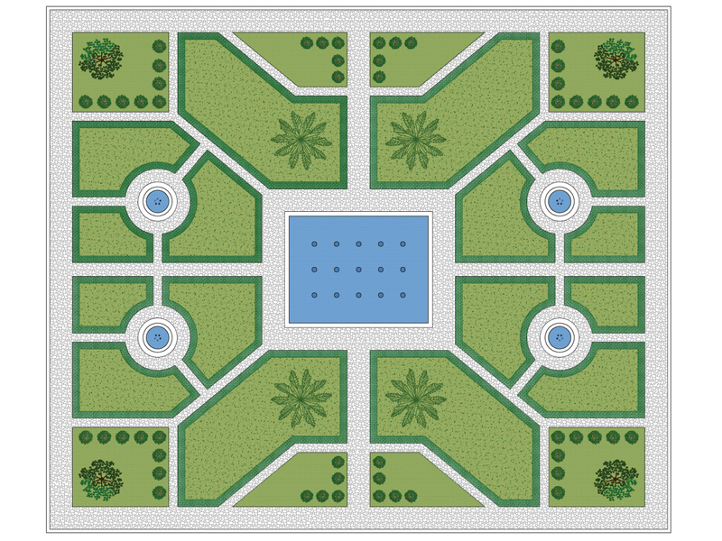 Pianta di un giardino all'italiana dwg