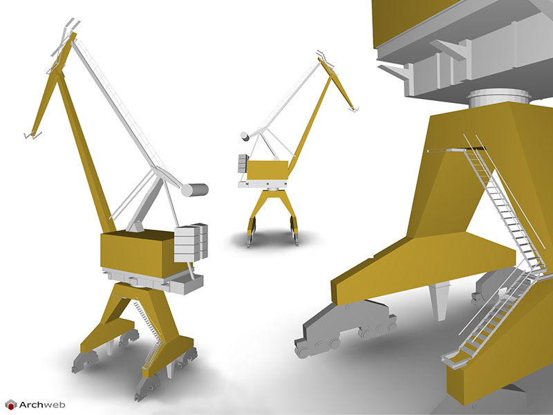Gru portuale 3D dwg