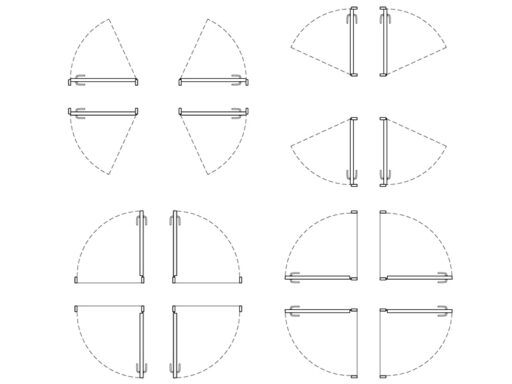 Porte interne di 90 cm. Dwg in scala 1:100