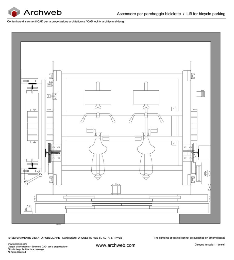 Ascensore parcheggio biciclette dwg.
