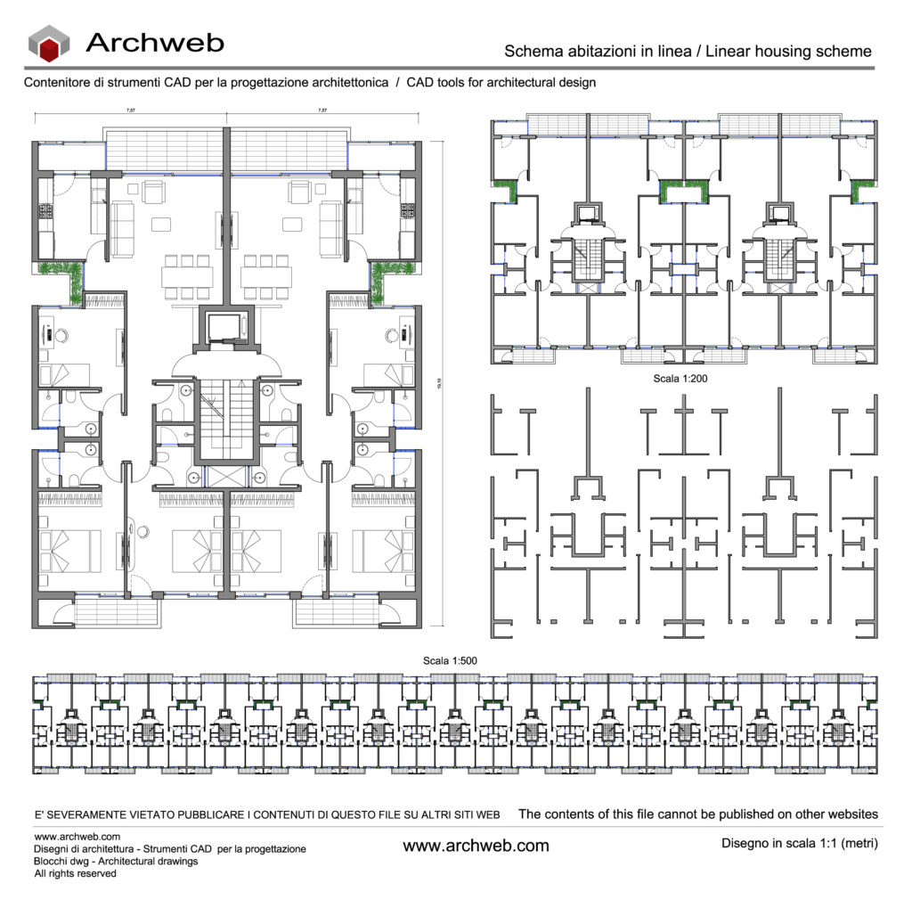 Casa in linea 22 Archweb dwg.